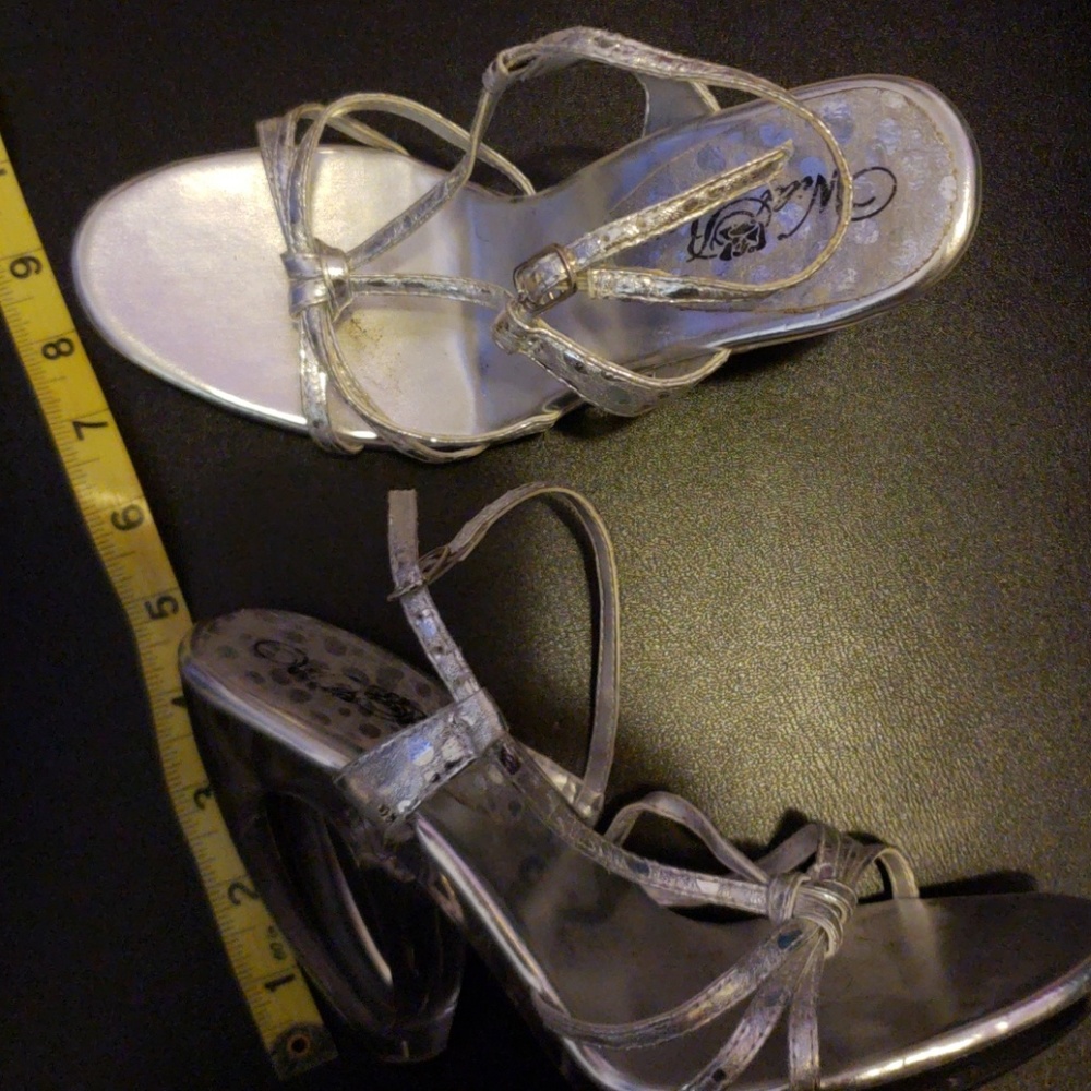 Silver lucite heels
